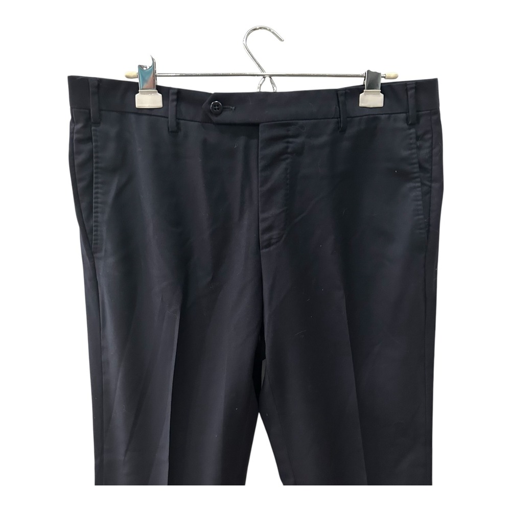 Zanella Quattro Lame Devon Navy Blue Wool Dress Pants Mens 35 Made in Italy